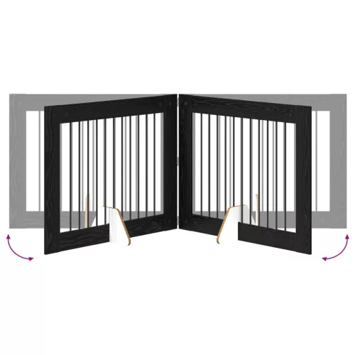  Kutyakerítés állványokkal 2 pcs Fekete Tölgy 100 x 80 cm