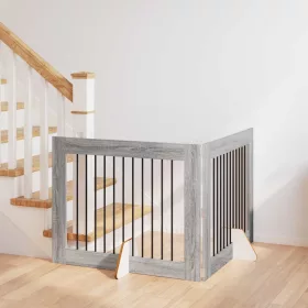    Kutyakerítés állványokkal 2 pcs Szürke Sonoma 100 x 80 cm
