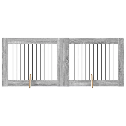  Kutyakerítés állványokkal 2 pcs Szürke Sonoma 100 x 80 cm