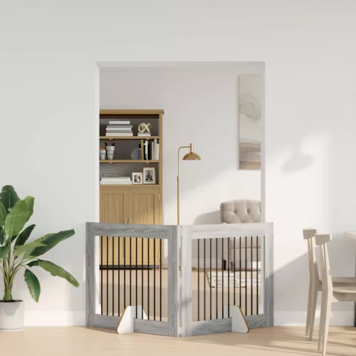  Kutyakerítés állványokkal 2 pcs Szürke Sonoma 100 x 80 cm