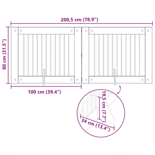  Kutyakerítés állványokkal 2 pcs Szürke Sonoma 100 x 80 cm