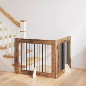   Kutyakerítés állványokkal 2 pcs Antik Fa 100 x 80 cm Szerelt Fa