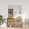  Kutyakerítés állványokkal 2 pcs Antik Fa 100 x 80 cm Szerelt Fa