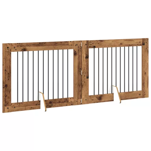  Kutyakerítés állványokkal 2 pcs Antik Fa 100 x 80 cm Szerelt Fa
