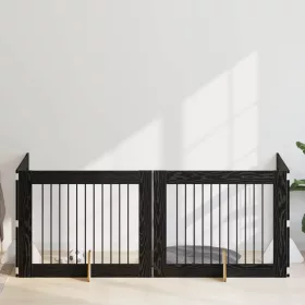    Kutyakerítés állványokkal 4 pcs Fekete Tölgy 100 x 80 cm
