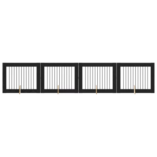  Kutyakerítés állványokkal 4 pcs Fekete Tölgy 100 x 80 cm