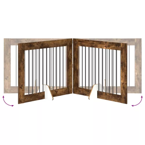  Kutyakerítés állványokkal 4 pcs Füstös Tölgy 100 x 80 cm