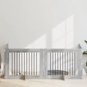    Kutyakerítés állványokkal 4 pcs Szürke Sonoma 100 x 80 cm