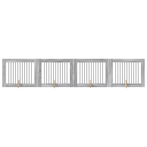 Kutyakerítés állványokkal 4 pcs Szürke Sonoma 100 x 80 cm