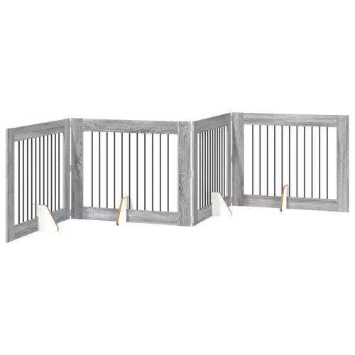  Kutyakerítés állványokkal 4 pcs Szürke Sonoma 100 x 80 cm