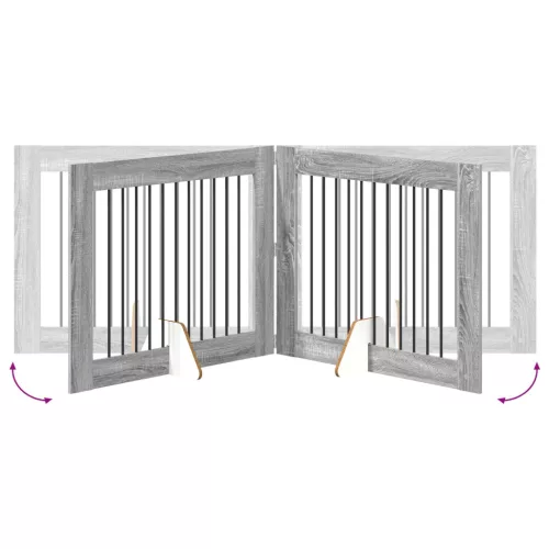  Kutyakerítés állványokkal 4 pcs Szürke Sonoma 100 x 80 cm
