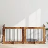  Kutyakerítés állványokkal 4 pcs Antik Fa 100 x 80 cm Szerelt Fa