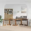  Kutyakerítés állványokkal 4 pcs Antik Fa 100 x 80 cm Szerelt Fa