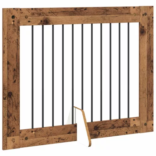  Kutyakerítés állványokkal 4 pcs Antik Fa 100 x 80 cm Szerelt Fa