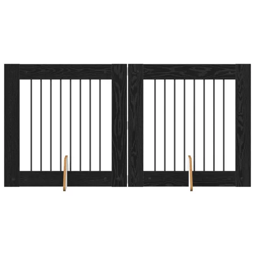  Kutyakerítés állványokkal 2 pcs Fekete Tölgy 80 x 80 cm