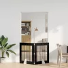  Kutyakerítés állványokkal 2 pcs Fekete Tölgy 80 x 80 cm