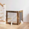  Kutyakerítés állványokkal 2 pcs Füstös Tölgy 80 x 80 cm