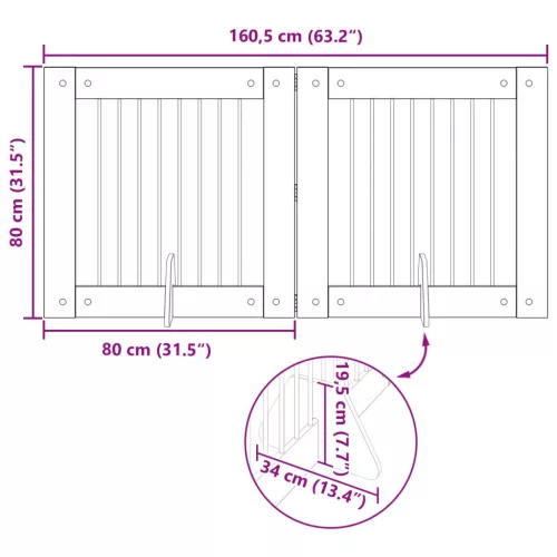  Kutyakerítés állványokkal 2 pcs Füstös Tölgy 80 x 80 cm