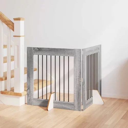  Kutyakerítés állványokkal 2 pcs Szürke Sonoma 80 x 80 cm