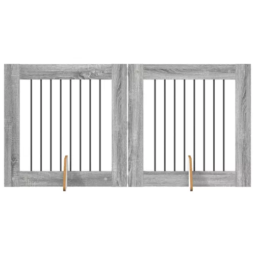  Kutyakerítés állványokkal 2 pcs Szürke Sonoma 80 x 80 cm