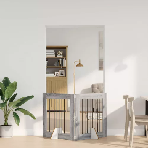  Kutyakerítés állványokkal 2 pcs Szürke Sonoma 80 x 80 cm