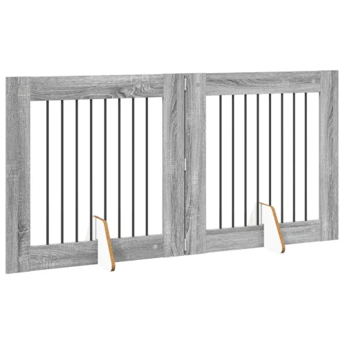  Kutyakerítés állványokkal 2 pcs Szürke Sonoma 80 x 80 cm
