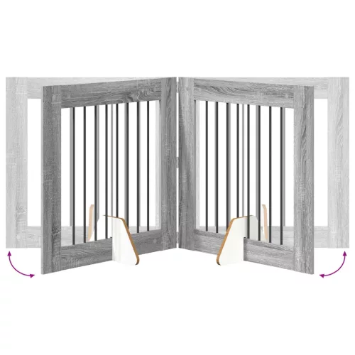  Kutyakerítés állványokkal 2 pcs Szürke Sonoma 80 x 80 cm