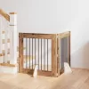  Kutyakerítés állványokkal 2 pcs Antik Fa 80 x 80 cm Szerelt Fa