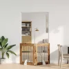  Kutyakerítés állványokkal 2 pcs Antik Fa 80 x 80 cm Szerelt Fa