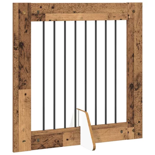  Kutyakerítés állványokkal 2 pcs Antik Fa 80 x 80 cm Szerelt Fa