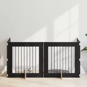    Kutyakerítés állványokkal 4 pcs Fekete Tölgy 80 x 80 cm