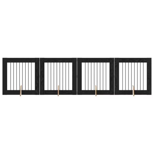  Kutyakerítés állványokkal 4 pcs Fekete Tölgy 80 x 80 cm