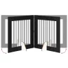  Kutyakerítés állványokkal 4 pcs Fekete Tölgy 80 x 80 cm