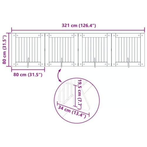  Kutyakerítés állványokkal 4 pcs Fekete Tölgy 80 x 80 cm
