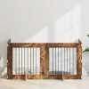  Kutyakerítés állványokkal 4 pcs Füstös Tölgy 80 x 80 cm
