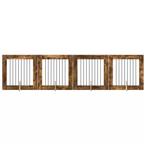  Kutyakerítés állványokkal 4 pcs Füstös Tölgy 80 x 80 cm