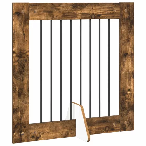  Kutyakerítés állványokkal 4 pcs Füstös Tölgy 80 x 80 cm