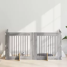   Kutyakerítés állványokkal 4 pcs Szürke Sonoma 80 x 80 cm