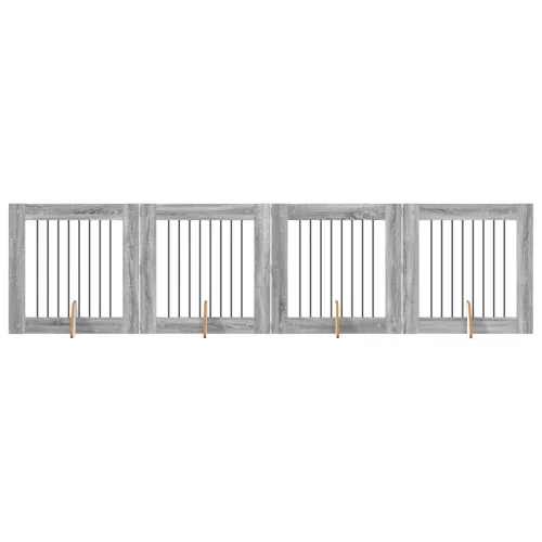  Kutyakerítés állványokkal 4 pcs Szürke Sonoma 80 x 80 cm