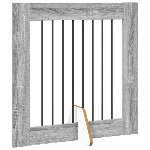  Kutyakerítés állványokkal 4 pcs Szürke Sonoma 80 x 80 cm