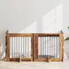 Kutyakerítés állványokkal 4 pcs Antik Fa 80 x 80 cm Szerelt Fa