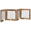  Kutyakerítés állványokkal 4 pcs Antik Fa 80 x 80 cm Szerelt Fa