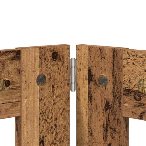  Kutyakerítés állványokkal 4 pcs Antik Fa 80 x 80 cm Szerelt Fa