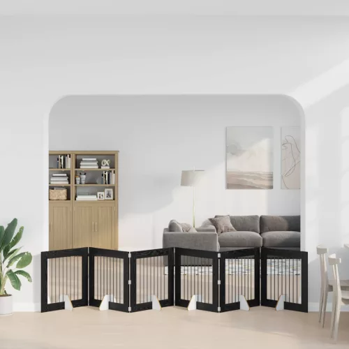 Kutyakerítés állványokkal 6 pcs Fekete Tölgy 80 x 80 cm