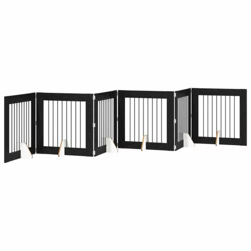  Kutyakerítés állványokkal 6 pcs Fekete Tölgy 80 x 80 cm