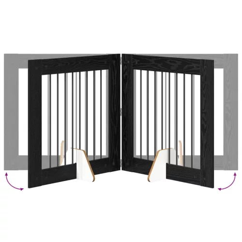  Kutyakerítés állványokkal 6 pcs Fekete Tölgy 80 x 80 cm