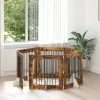  Kutyakerítés állványokkal 6 pcs Füstös Tölgy 80 x 80 cm