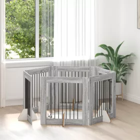   Kutyakerítés állványokkal 6 pcs Szürke Sonoma 80 x 80 cm