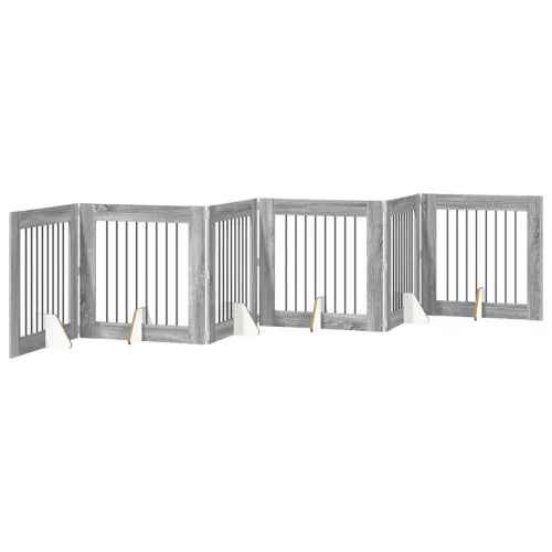  Kutyakerítés állványokkal 6 pcs Szürke Sonoma 80 x 80 cm
