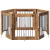  Kutyakerítés állványokkal 6 pcs Antik Fa 80 x 80 cm Szerelt Fa